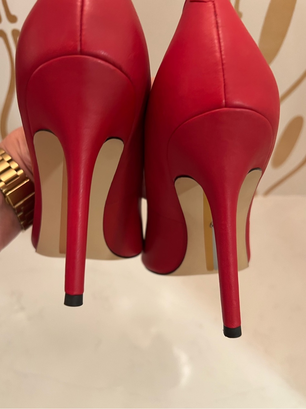 Sam Edelman Hazel Leather Pumps, Red Pointed-Toe High Heel Pumps - Picture 7 of 9
